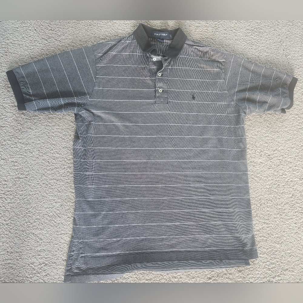 Polo Golf by Ralph Lauren‎ Men's Black & White Striped Polo Shirt XL